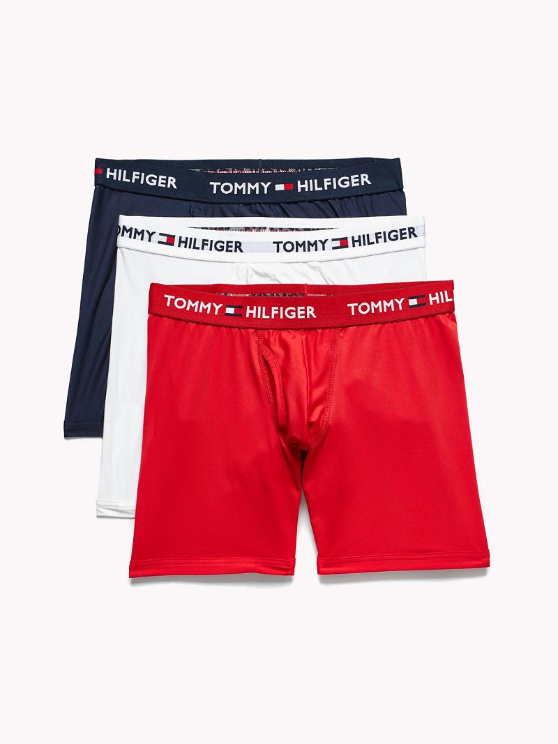 Férfi Tommy Hilfiger Everyday microfiber boxer brief 3pk Boxer Briefs Piros | HU 1384YXF